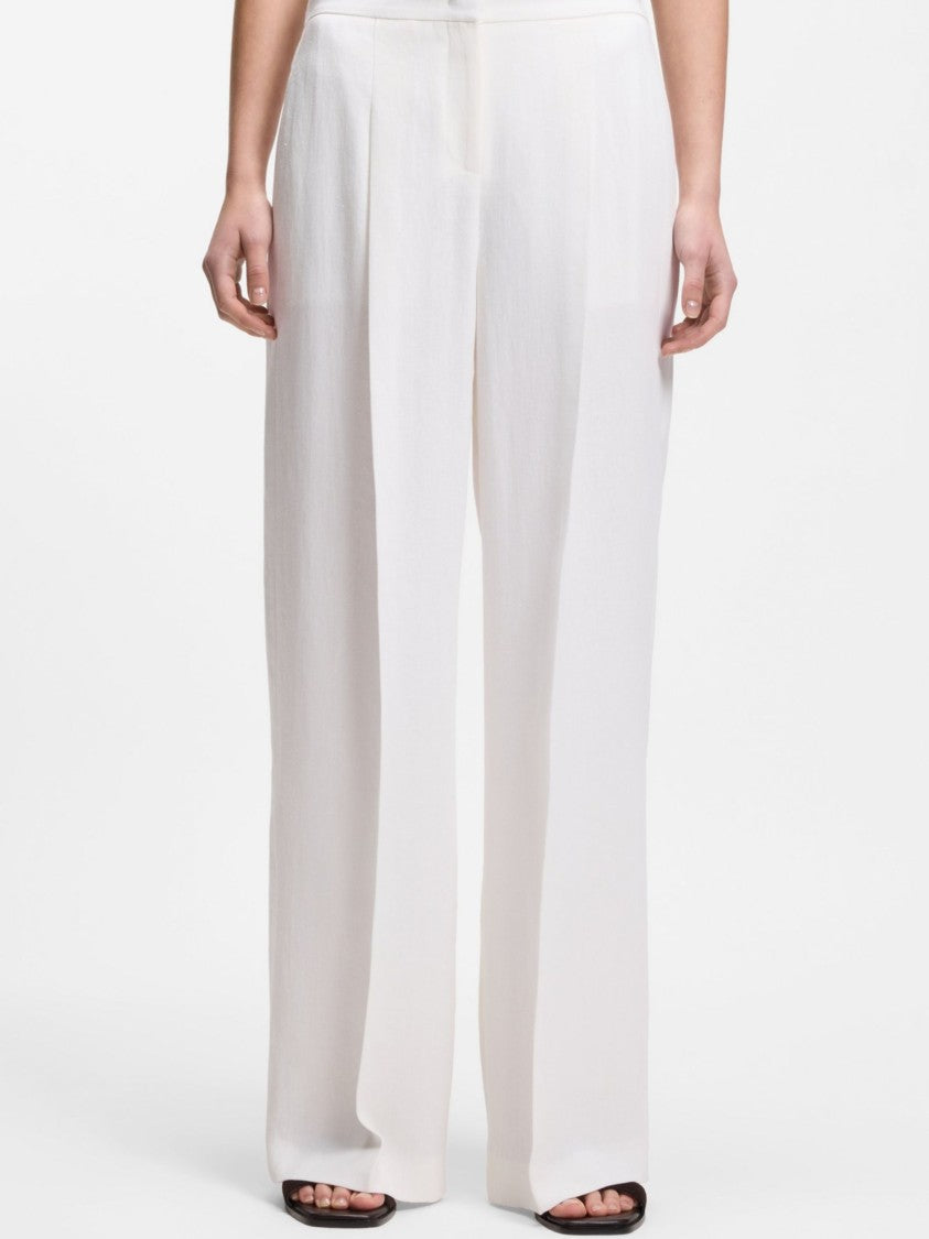 Boss Rancho Flowy White Wide-Leg Pants
