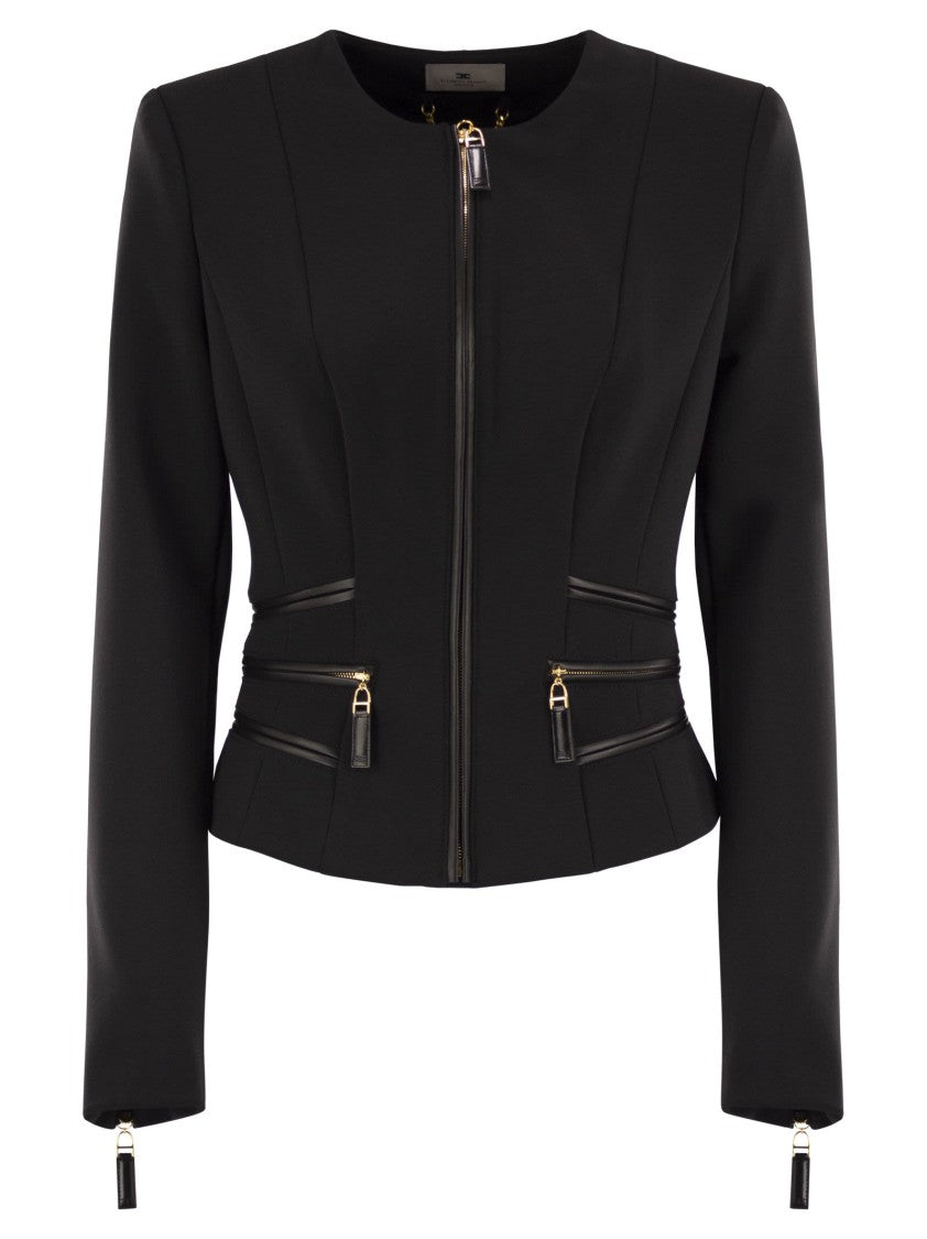 Elisabetta Franchi Double Crepe Jacket With Zip Details