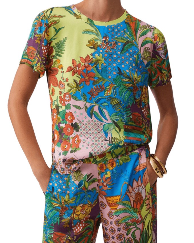 Liu Jo Multicolor Floral Print T-Shirt With Rounded Neckline