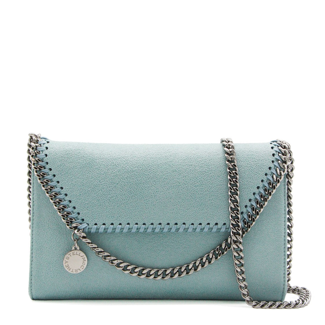 Stella Mccartney Light Blue Faux Leather Falabella Shoulder Bag With Chain Strap