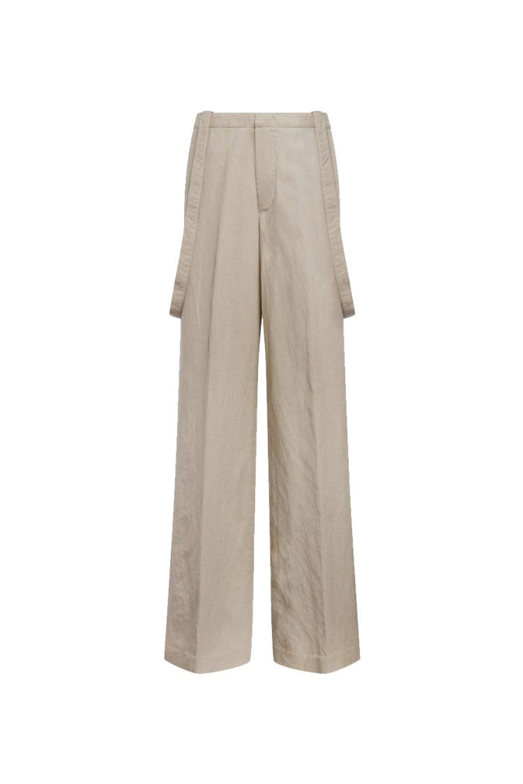Dondup Beige Wide-Leg Pleated Trousers