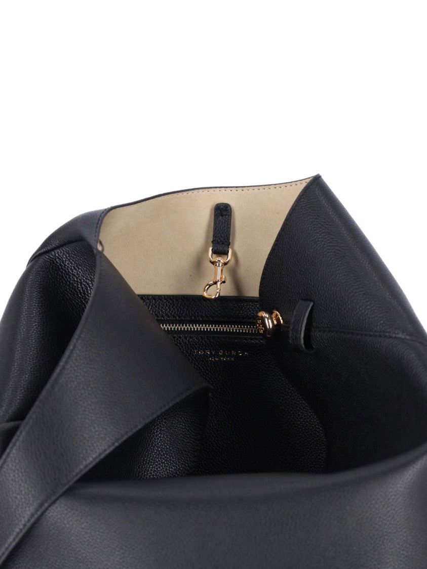 Tory Burch Structured Black Calf Leather Shoulder Bag