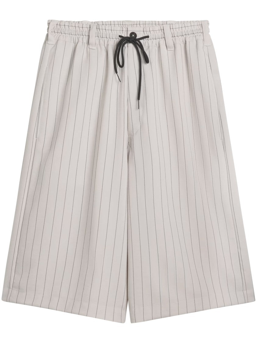 Y-3 Relaxed Fit Pinstripe Shorts With Adjustable Waistband