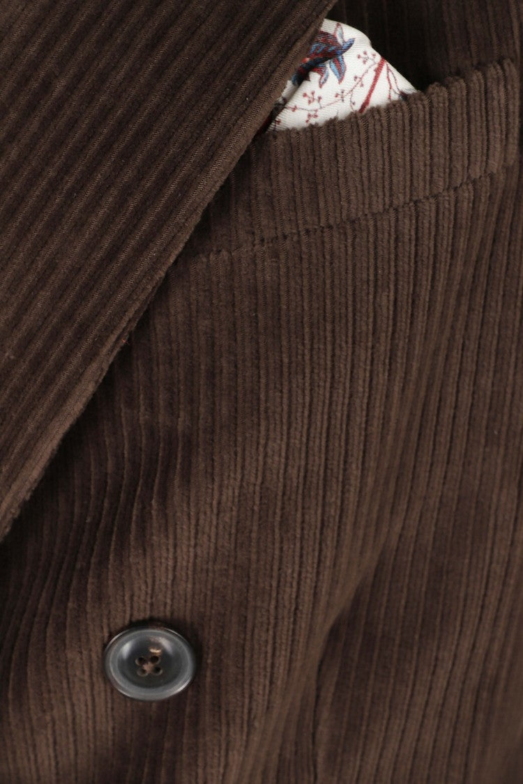 Circolo 1901 Brown Double-Breasted Corduroy Flap Pocket Jacket