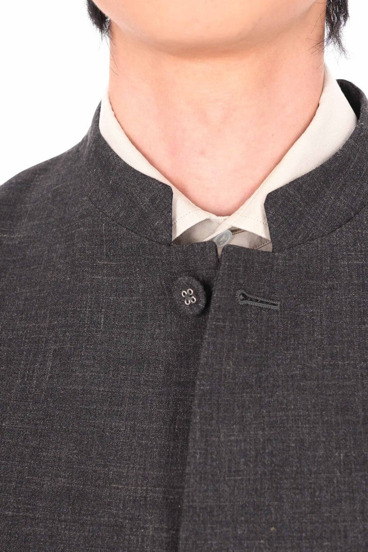 Officine Generale Meryl Wool-Silk-Linen Band Collar Jacket