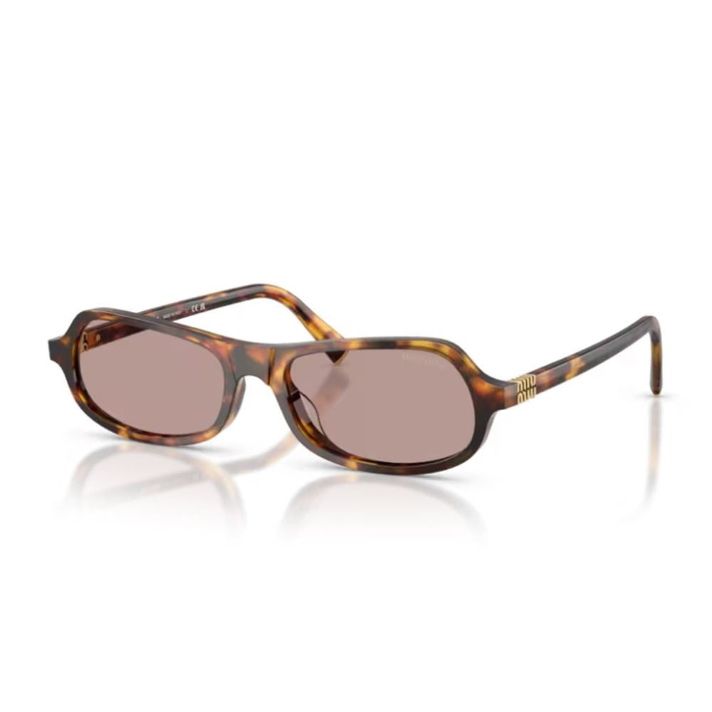 Miu Miu Sculpted Honey Havana Frame Sunglasses With Geometric Lenses