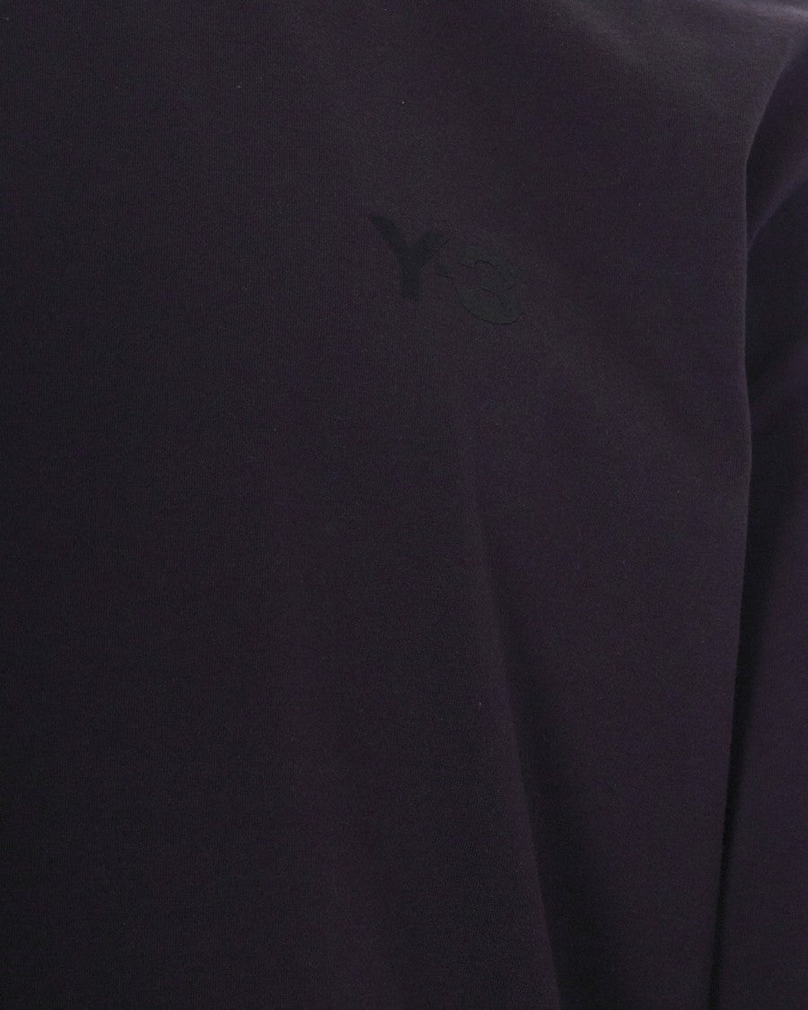 Y-3 Relaxed Fit Long Sleeve Black T-Shirt With Tonal Logo