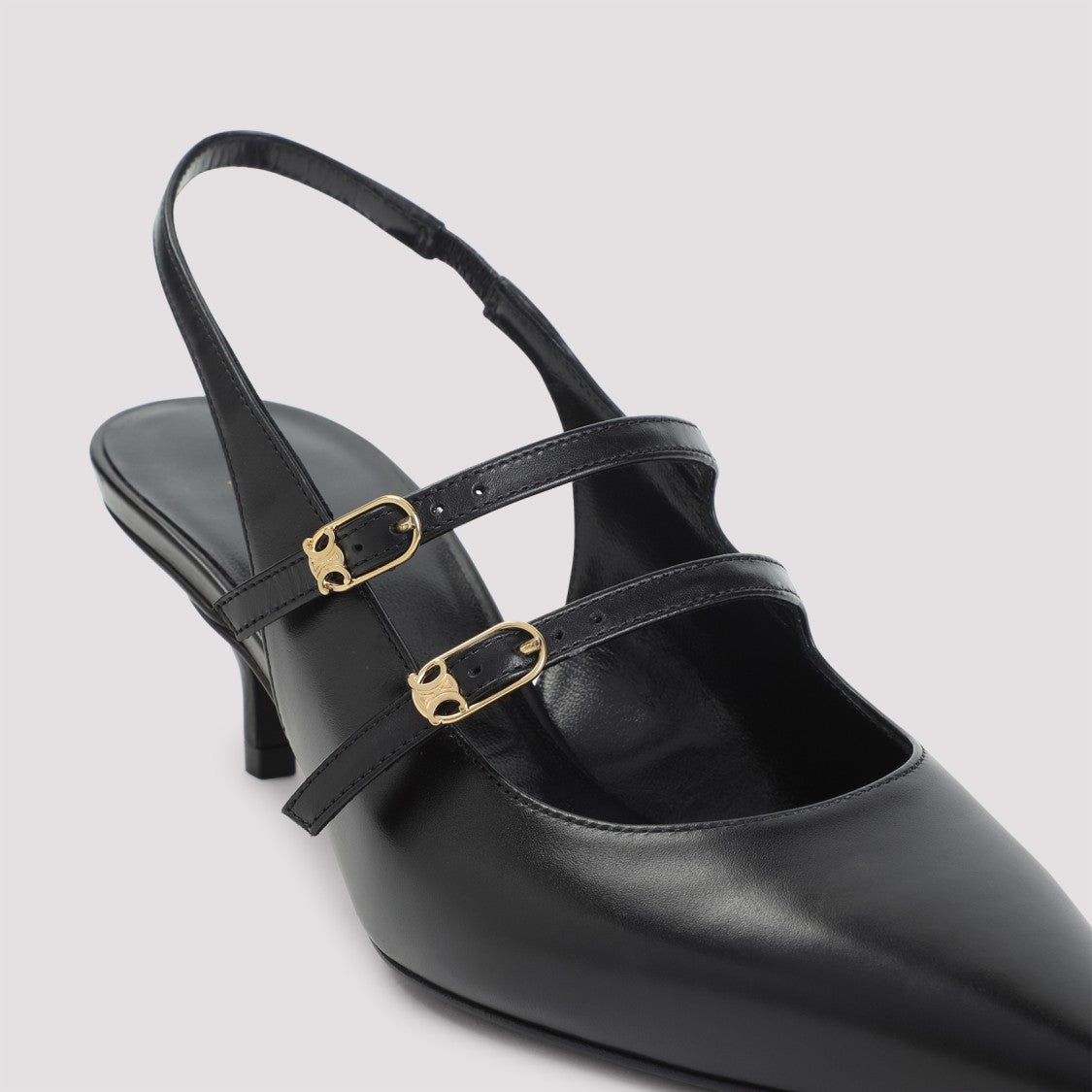 Celine Double Straps Black Calfskin Mules