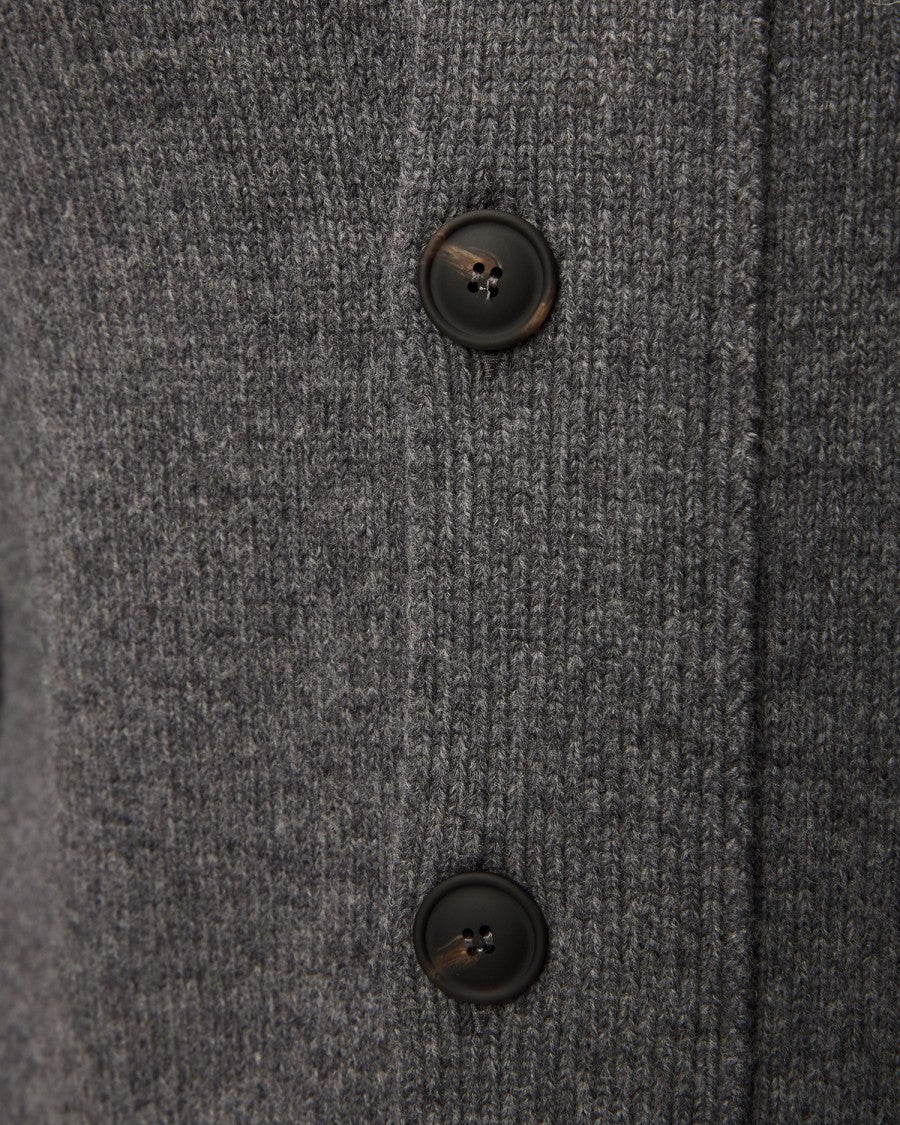 Paolo Fiorillo Capri Ribbed Collar Zip Cardigan With Button Closure