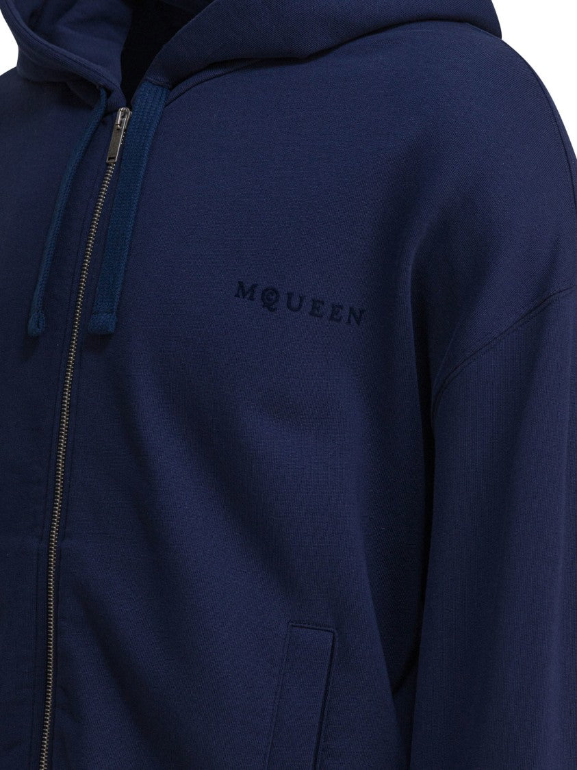 Alexander Mcqueen Full-Zip Hooded Sweatshirt With Embroidered Detailing