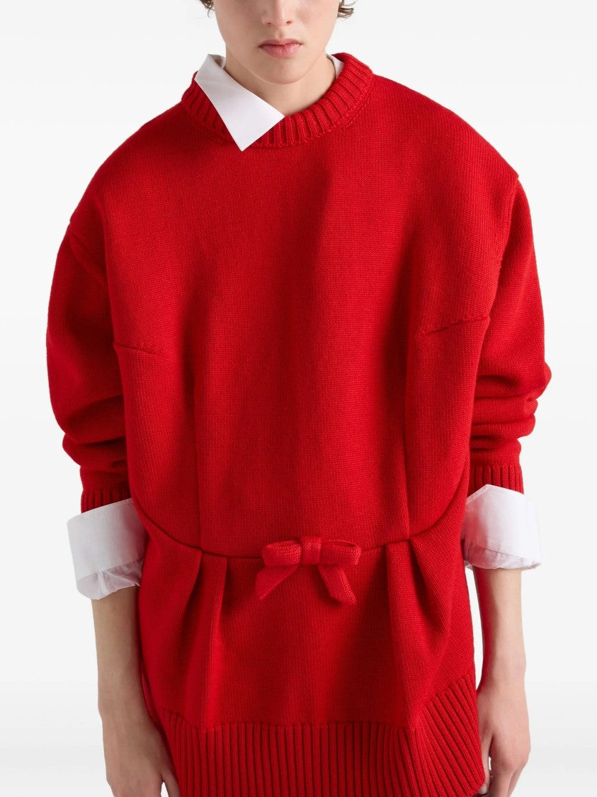 Prada Vibrant Red Relaxed-Fit Knit Sweater