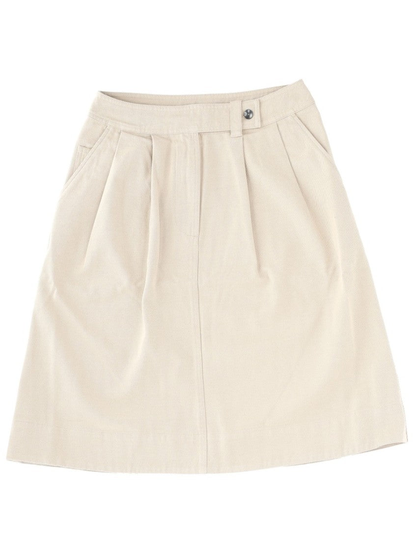 Margaret Howell White Pleated Midi Skirt