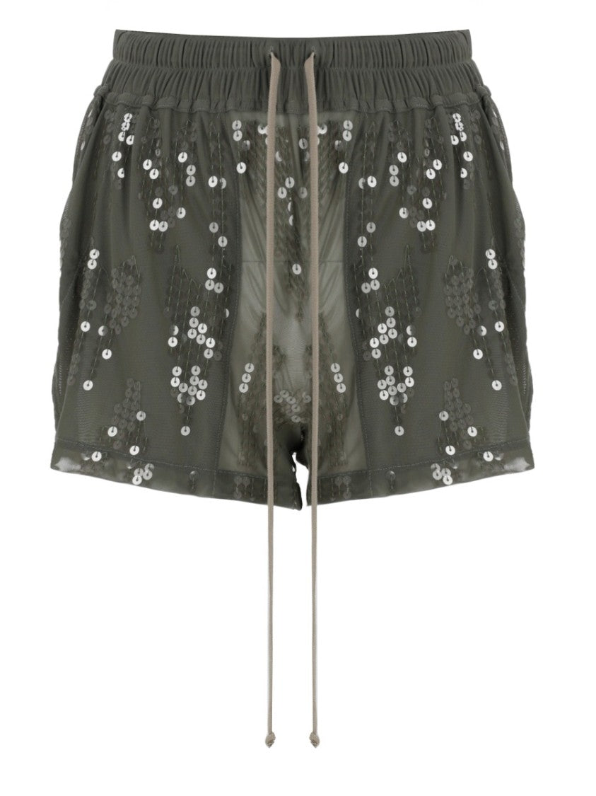 Rick Owens X Lilies Boxers Scattered Sequins Elastic Waistband Shorts
