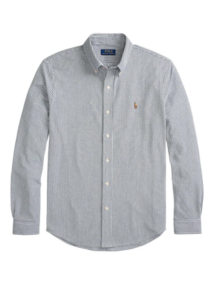 Polo Ralph Lauren Blue Long Sleeve Refined Striped Cotton Shirt