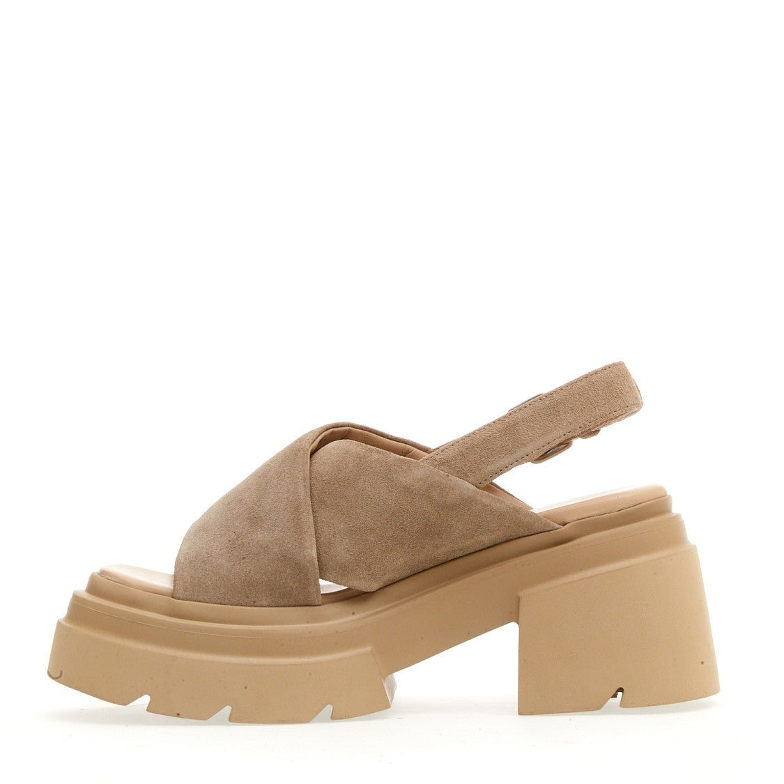 Elena Iachi Beige Suede Rubber Bottom Sandal