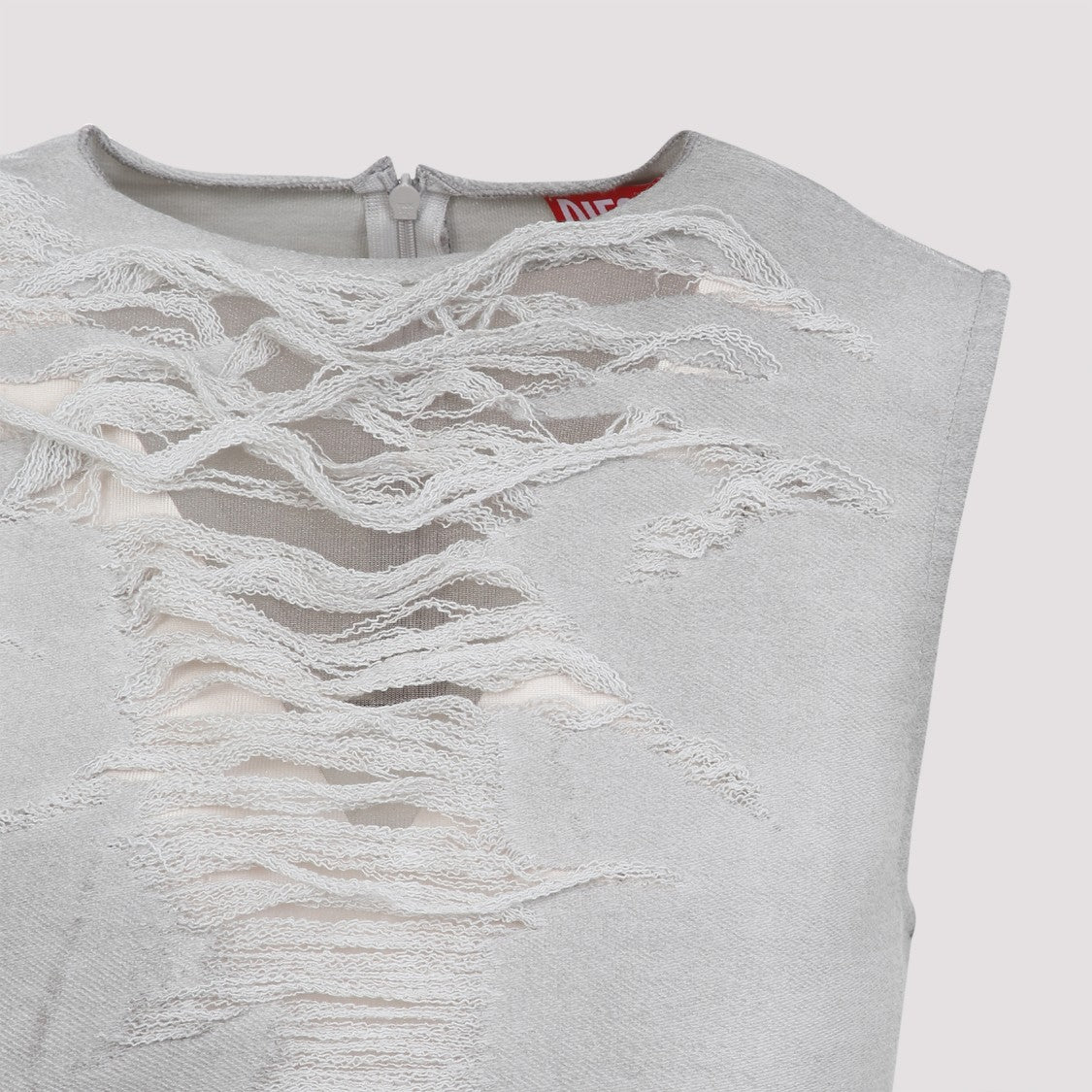 Diesel Distressed Sleeveless Top With Frayed Detail