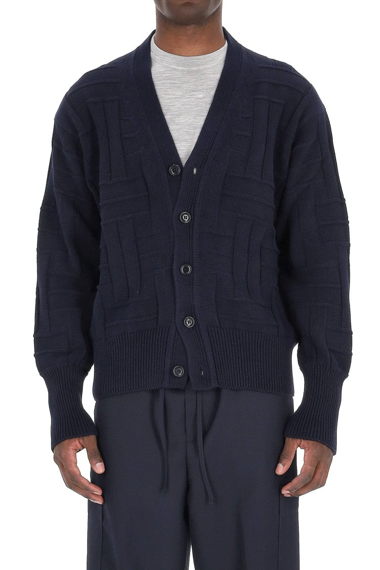Kenzo Cropped Fit Weave Wool Cardigan