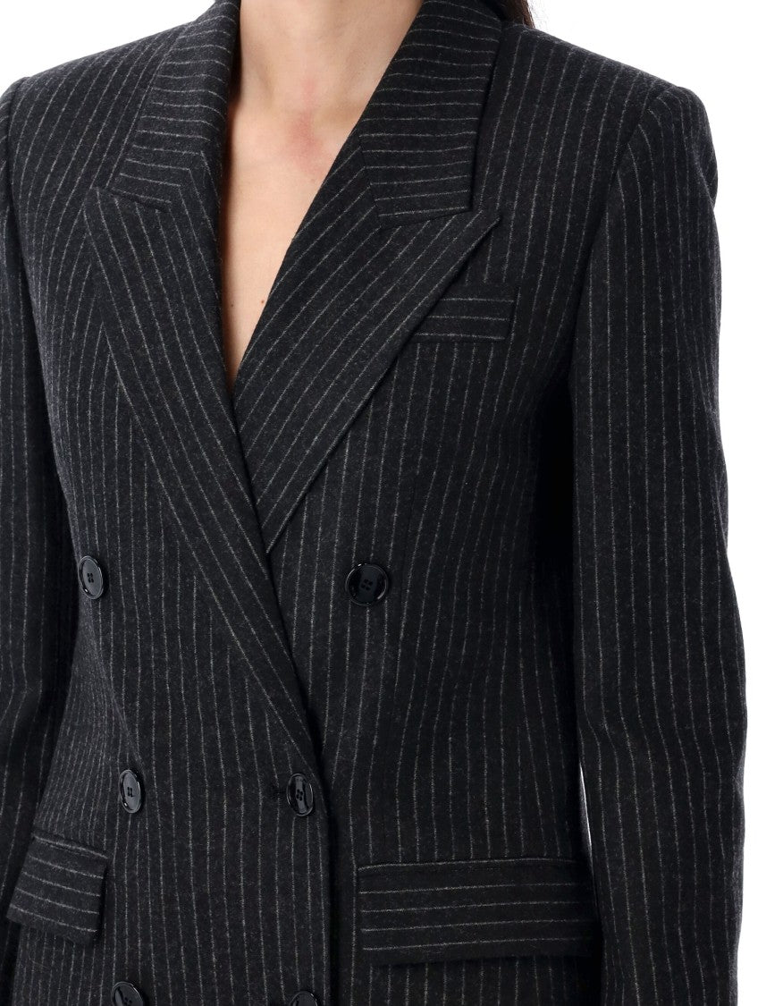 Isabel Marant Jevima Double Breasted Padded Shoulder Blazer