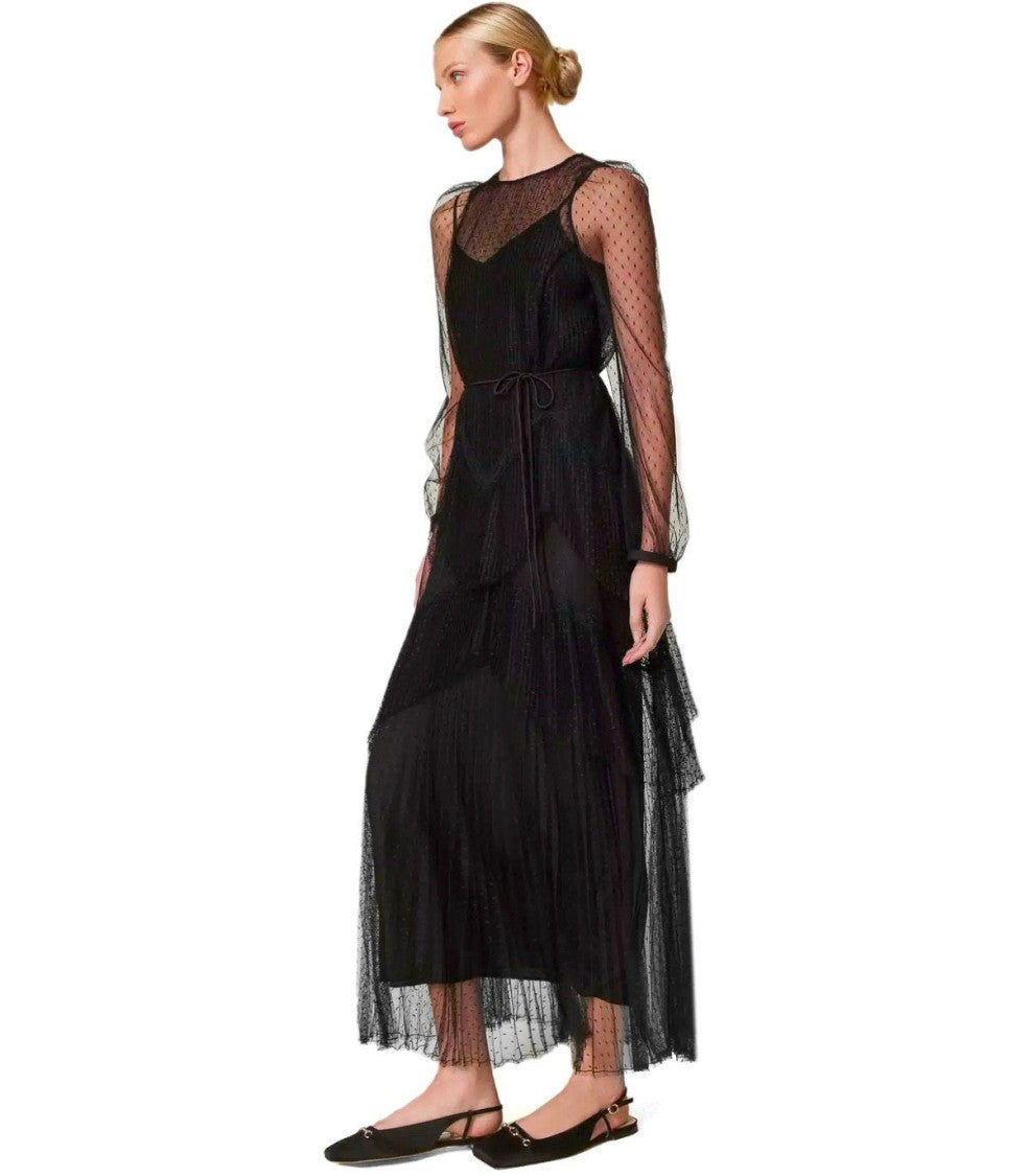 Twin-Set Black Long Pleated Dress