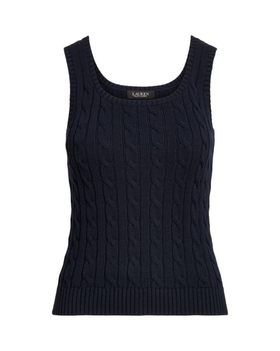 Lauren Ralph Lauren Gassed Cotton Cable Knit Sleeveless Pullover