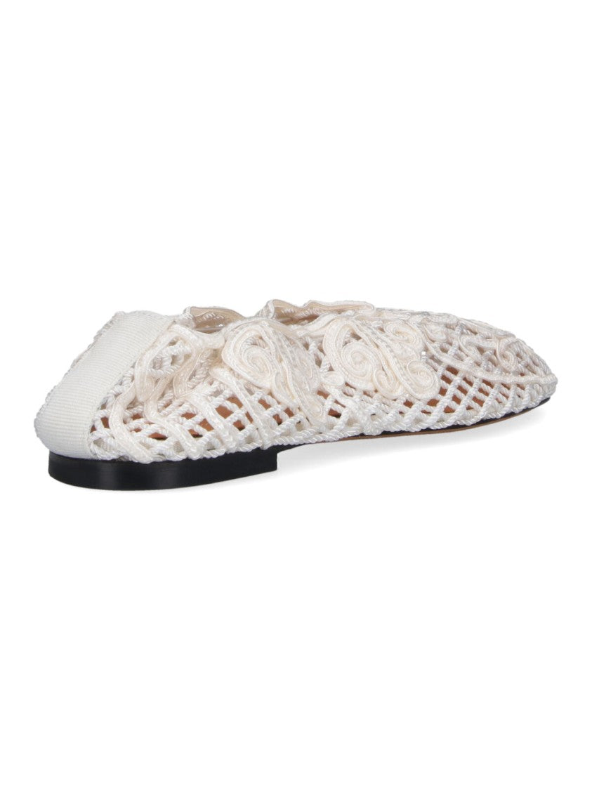 Odissi Black Pointed Toe Intricate Lace Flats
