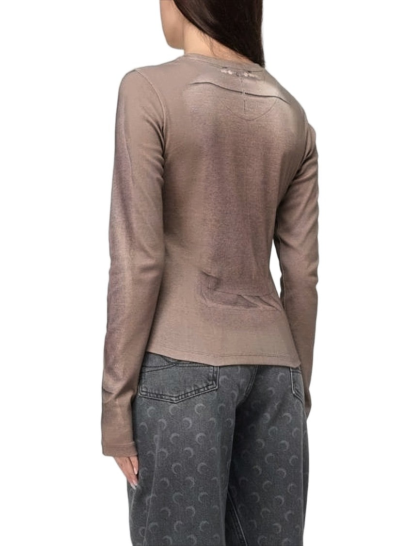 Marine Serre Fitted Long-Sleeved Top With Trompe-L'oeil Print