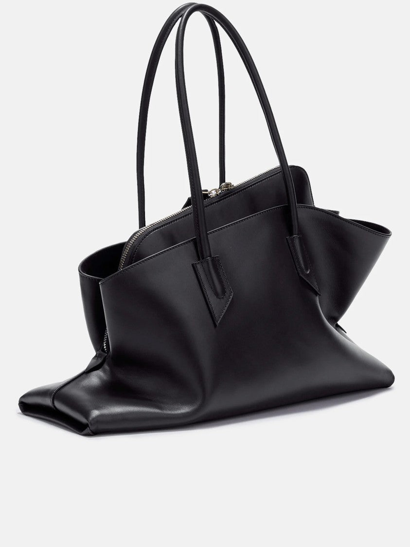 The Attico La Passeggiata Medium Calf Leather Top Handle Bag - Black