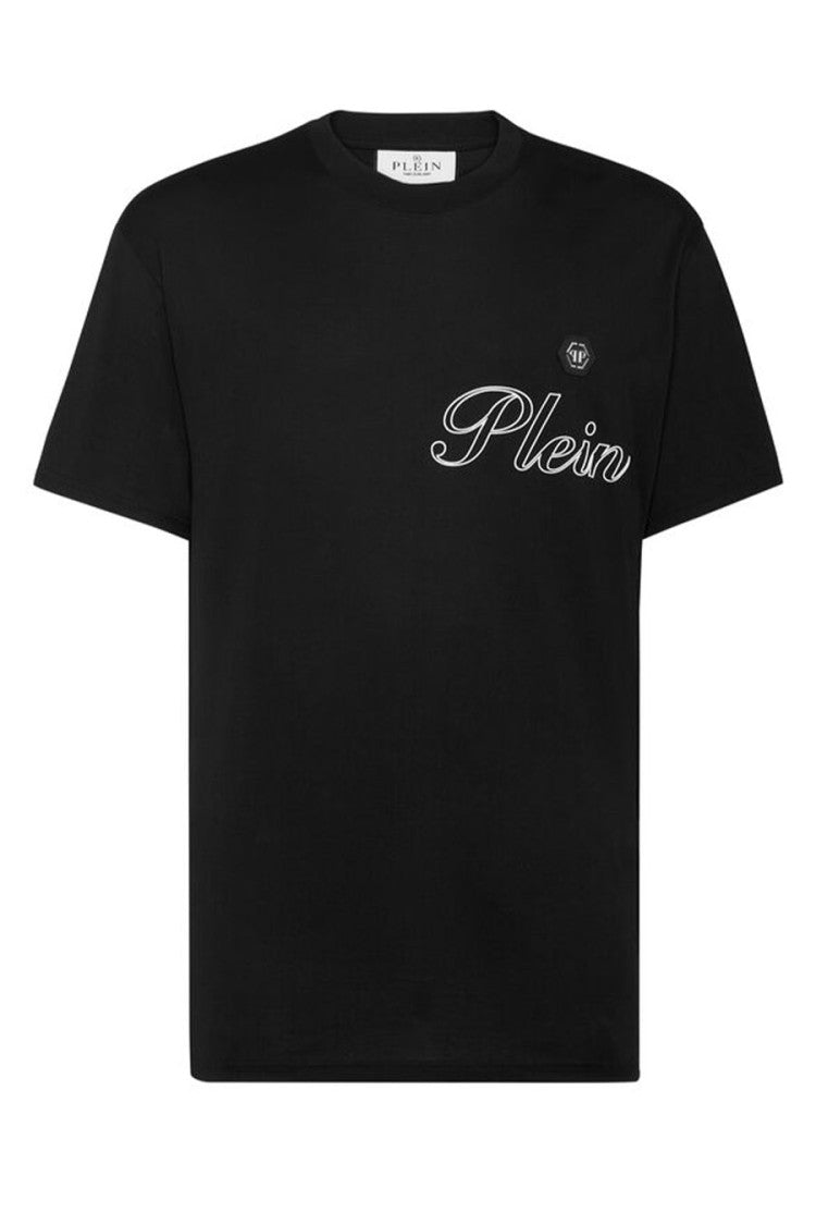 Philipp Plein Black Classic Cotton Signature Logo T-Shirt