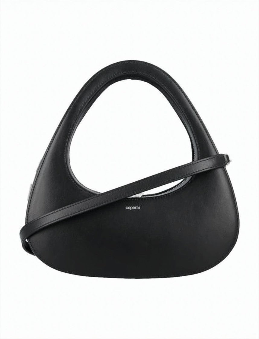 Coperni Crescent-Shaped Black Calf Leather Tote Bag
