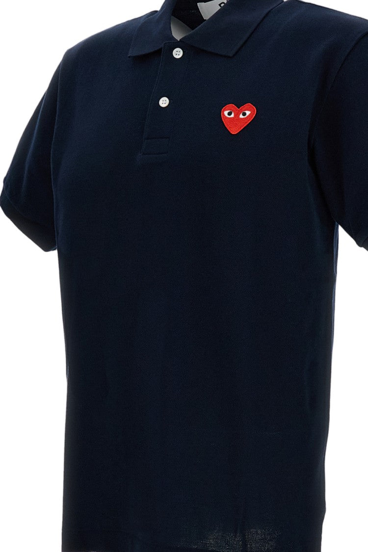 Comme Des Garçons Piqué Fabric Polo Shirt With Iconic Heart Logo