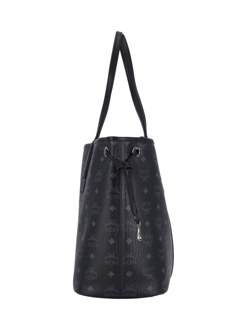 Mcm "Liz" Small Reversible Tote Bag, In Black "Visetos"
