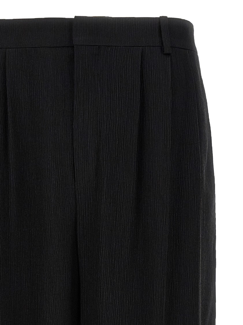 Saint Laurent Low-Waisted Wide Leg Silk Crépon Satin Pants