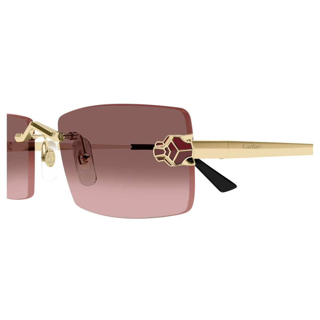 Cartier Rimless Rectangular Sunglasses With Geometric Temples