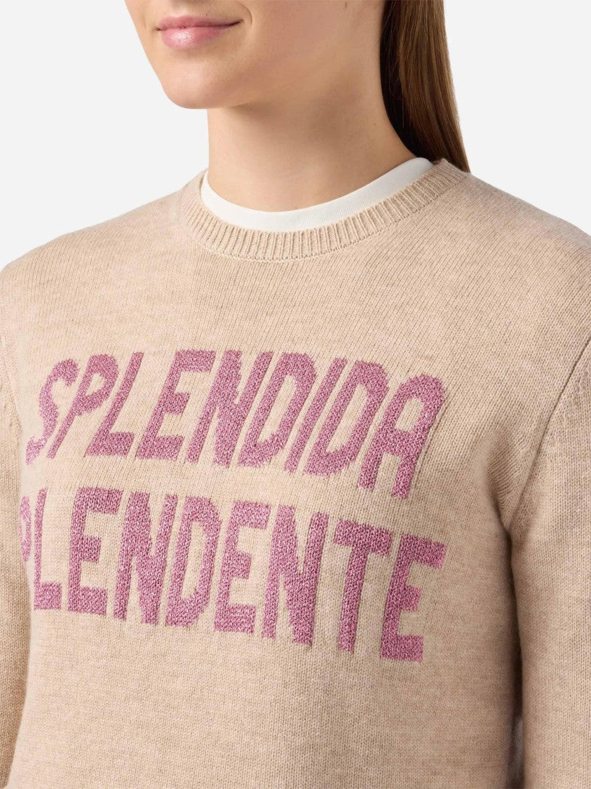 Mc2 Saint Barth Elegant Beige Knit Sweater With Textured Detail
