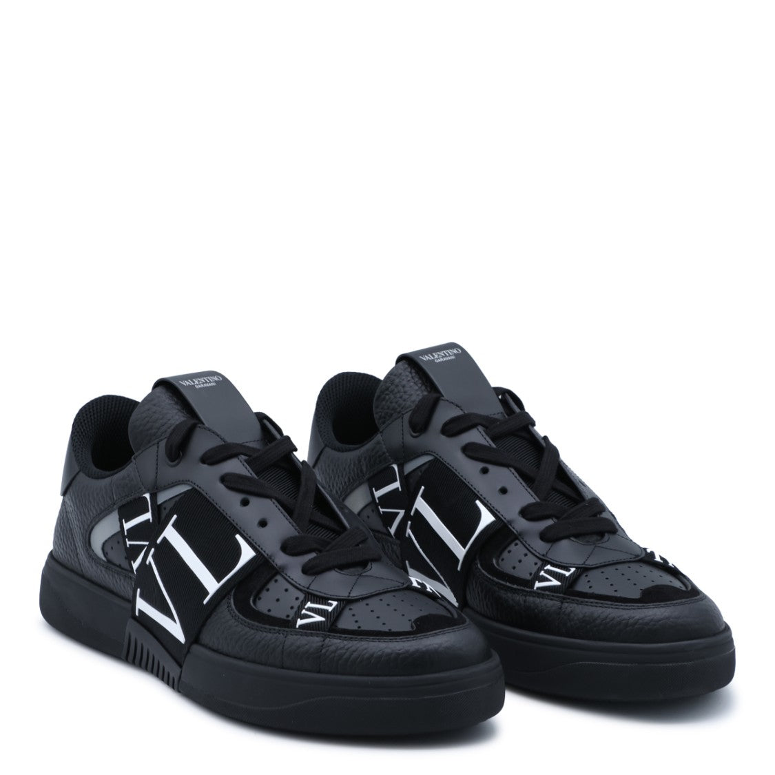 Valentino Garavani Textured Leather Graphic Strap Sneakers