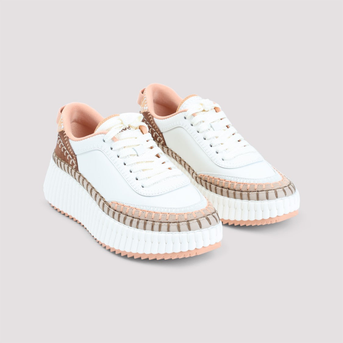 Chloé Sepia Peach Calf Leather Nama Sneakers