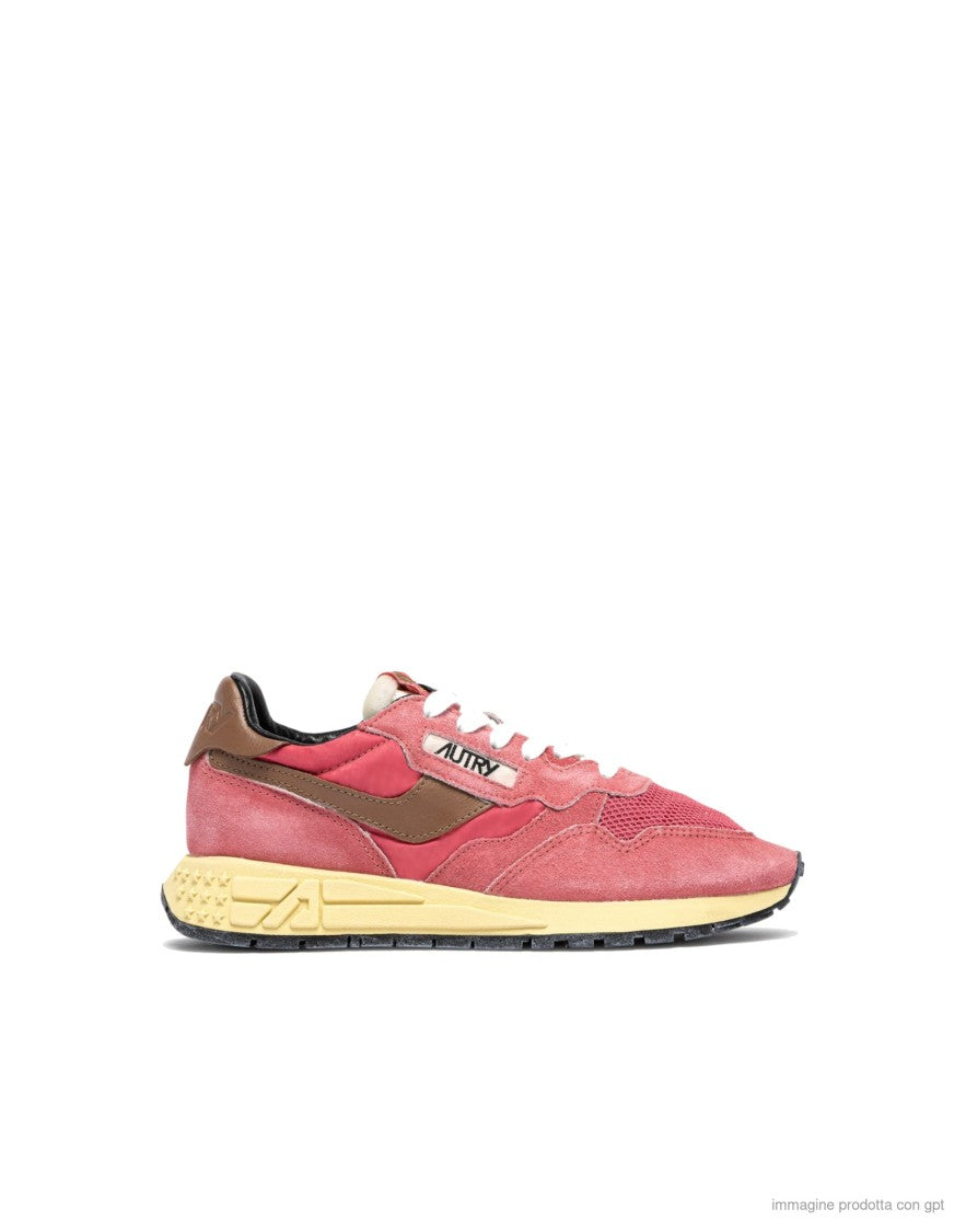 Autry Pink Nylon Suede Reelwind Sneakers