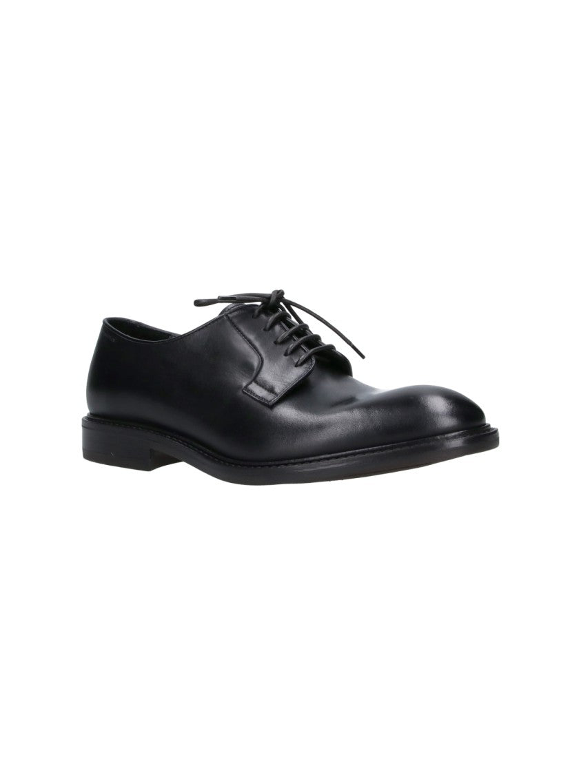 Alexander Hotto Black Rounded-Toe Leather Derby Shoes