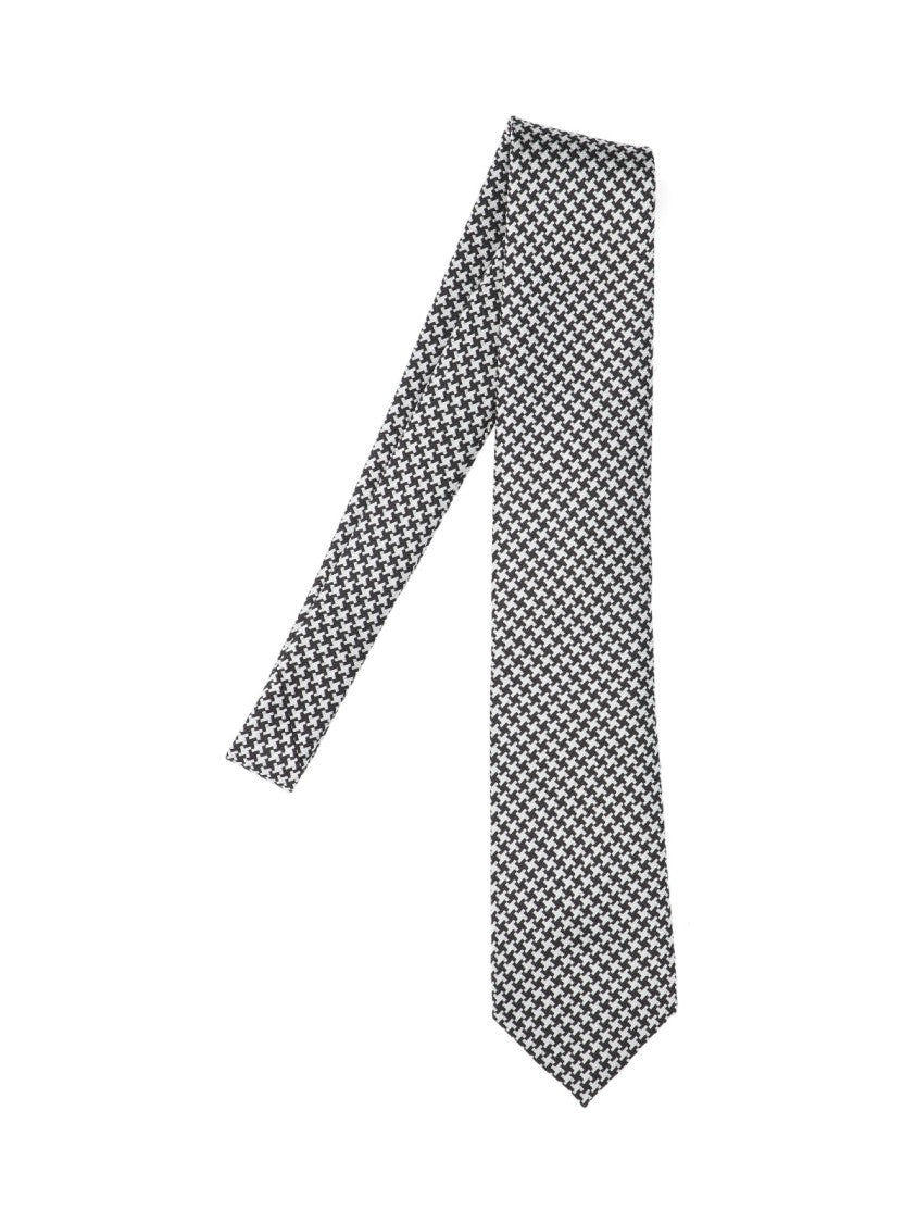 Tom Ford Houndstooth Pattern Necktie With Textured Fabric