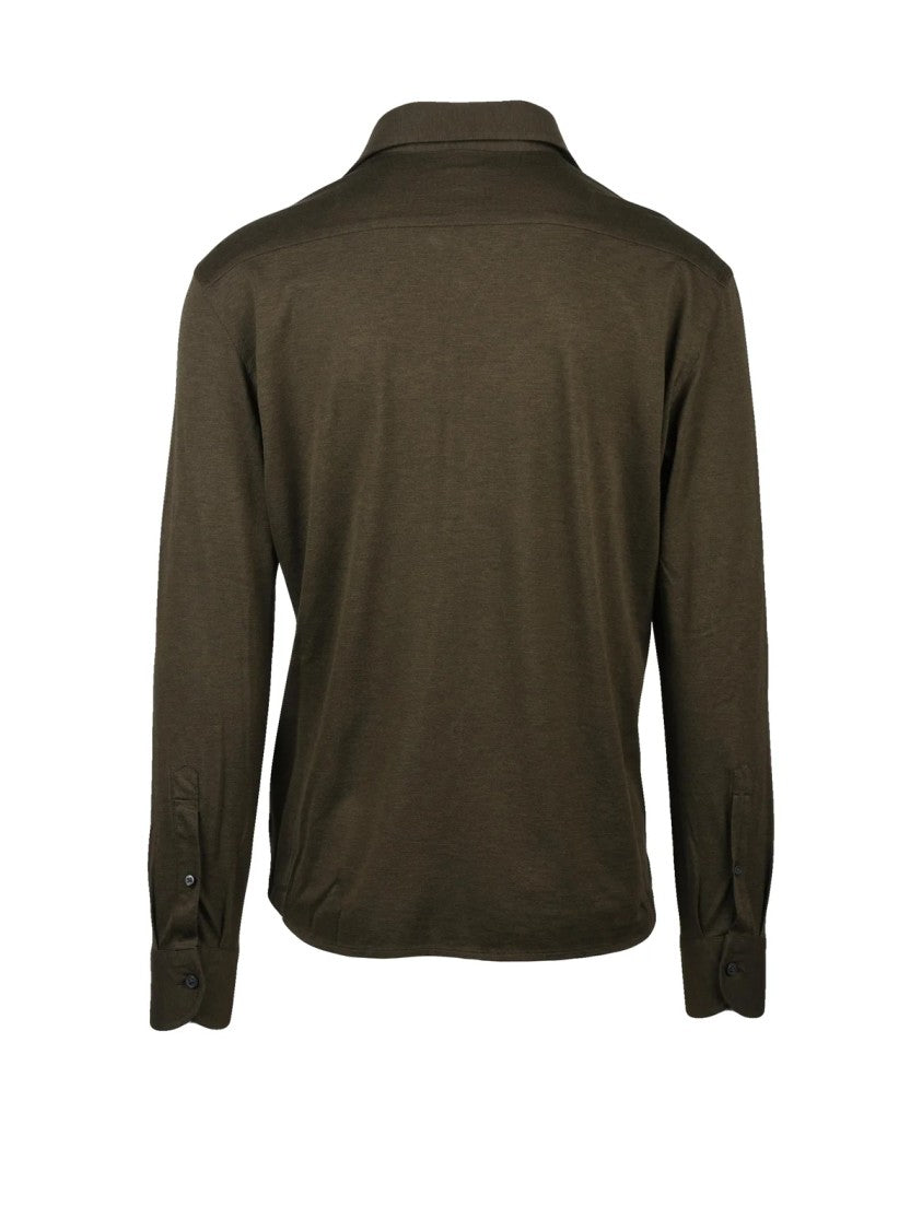 Sonrisa Fior Di Cotone Forest Green Regular Fit Cotton Shirt With Classic Collar