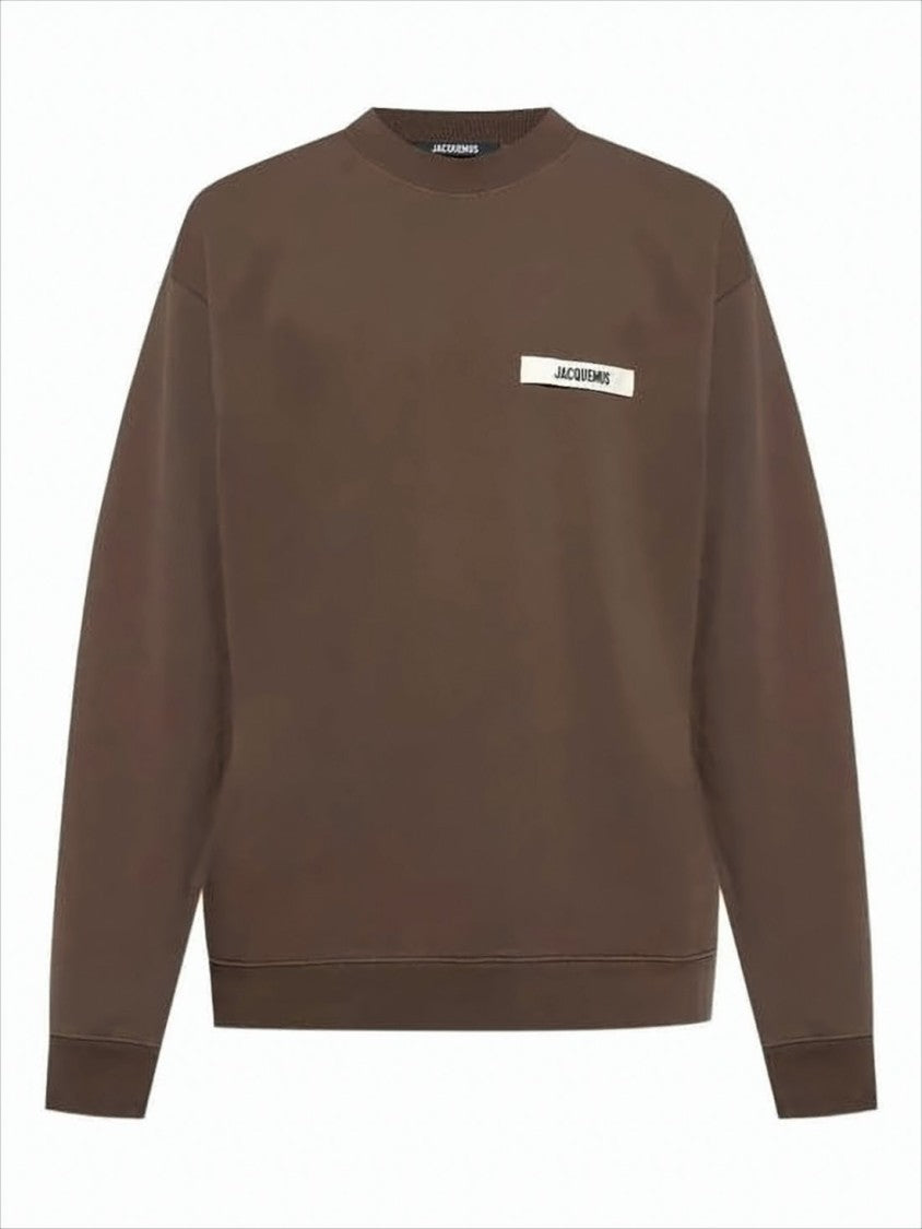 Jacquemus Long-Sleeve Relaxed Fit Cotton Sweatshirt With Text Patch
