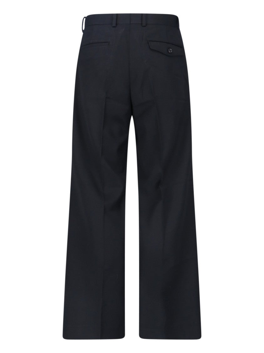 Tonywack Wide-Leg Black Wool Blend Trousers With Pleated Front