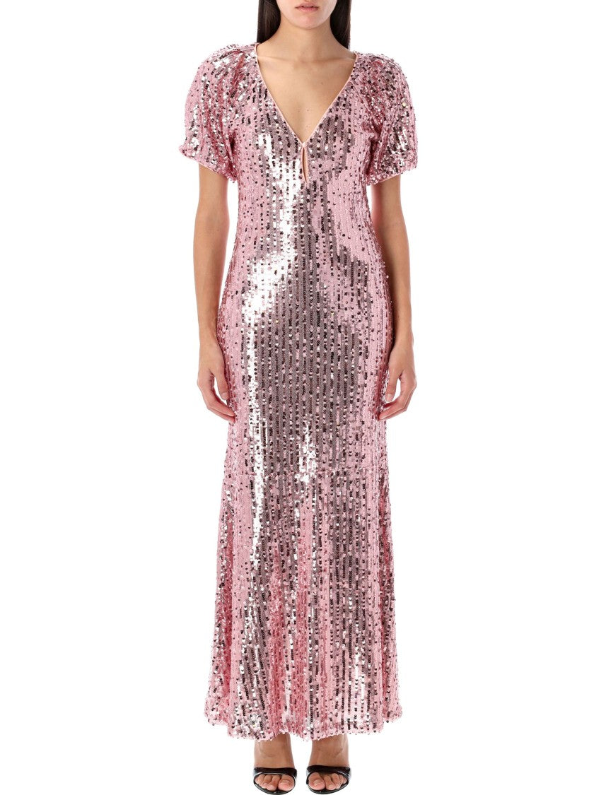 Rotate Sequins Midi V-Neck Dress