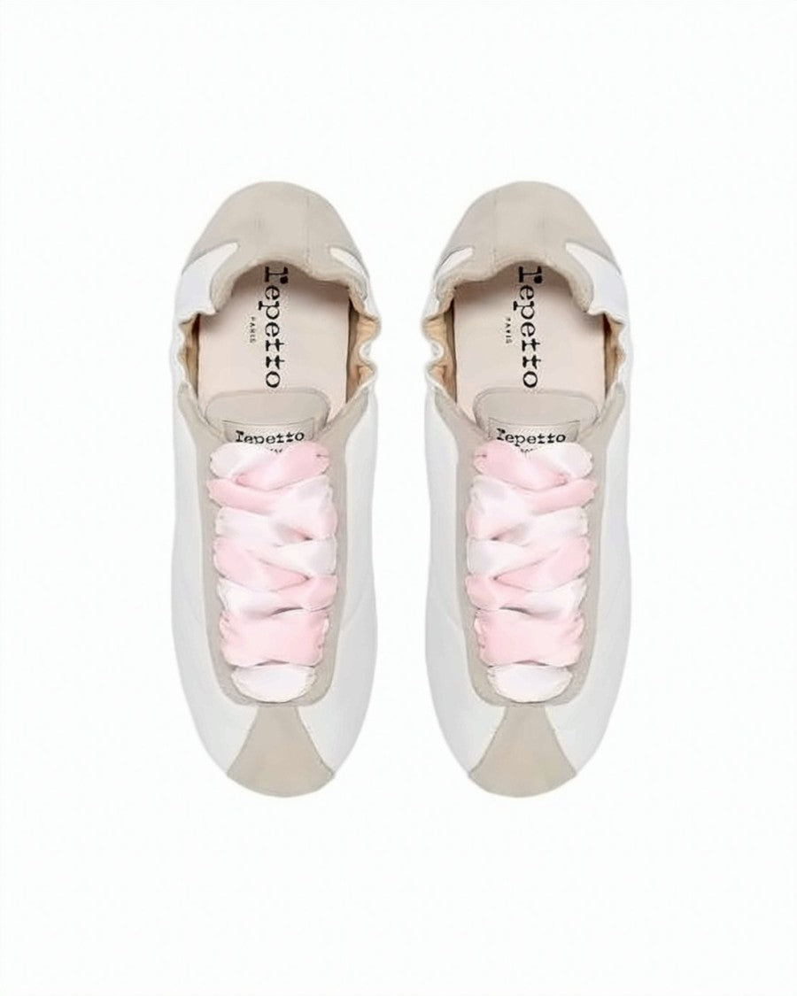 Repetto Lambskin Leather Sneakers With Ruched Satin Laces