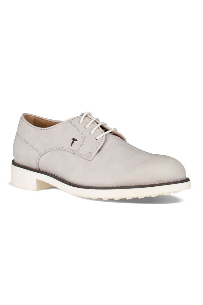 Tod's Beige Leather Derby Shoes With Design