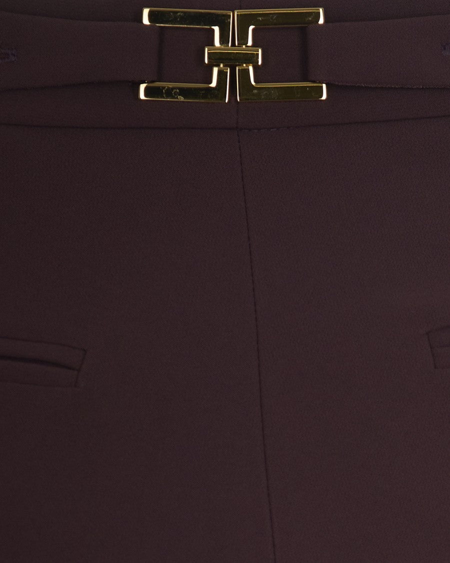 Elisabetta Franchi Crêpe Pants With Jewel Detail – Merlot
