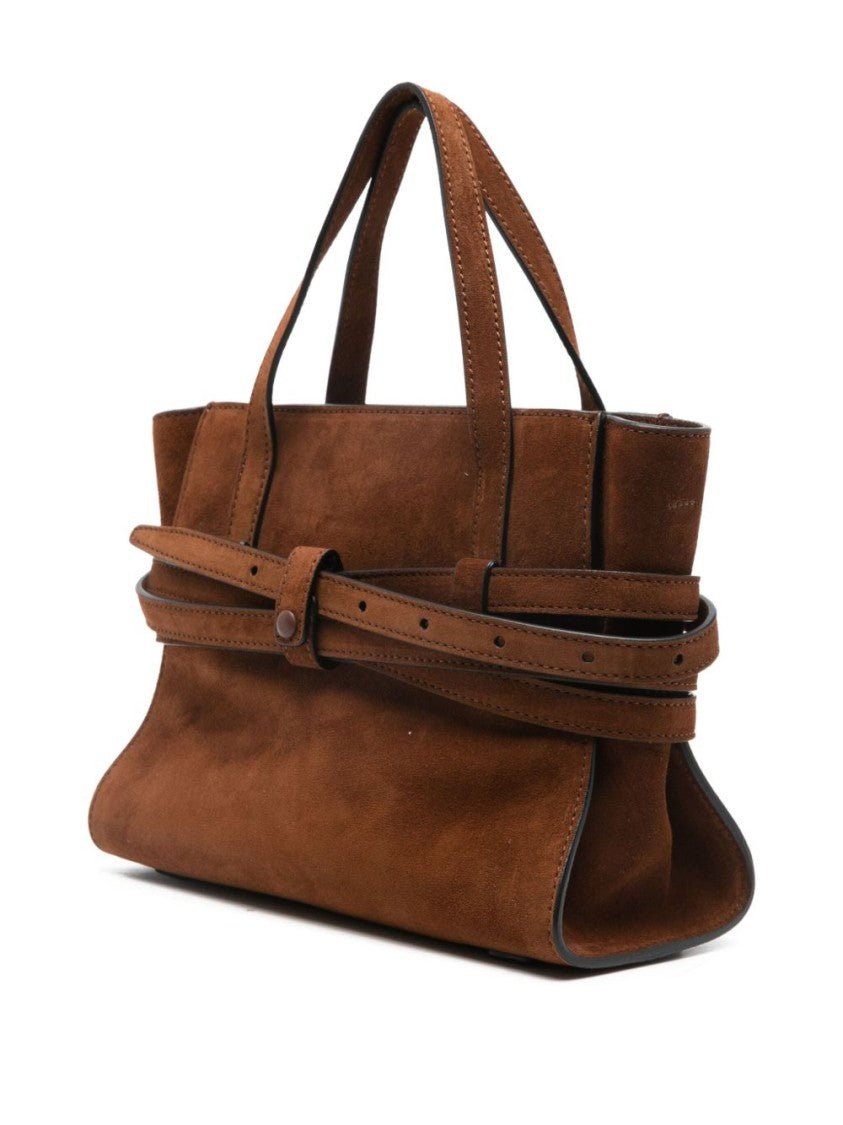 Moschino Structured Brown Suede Bag