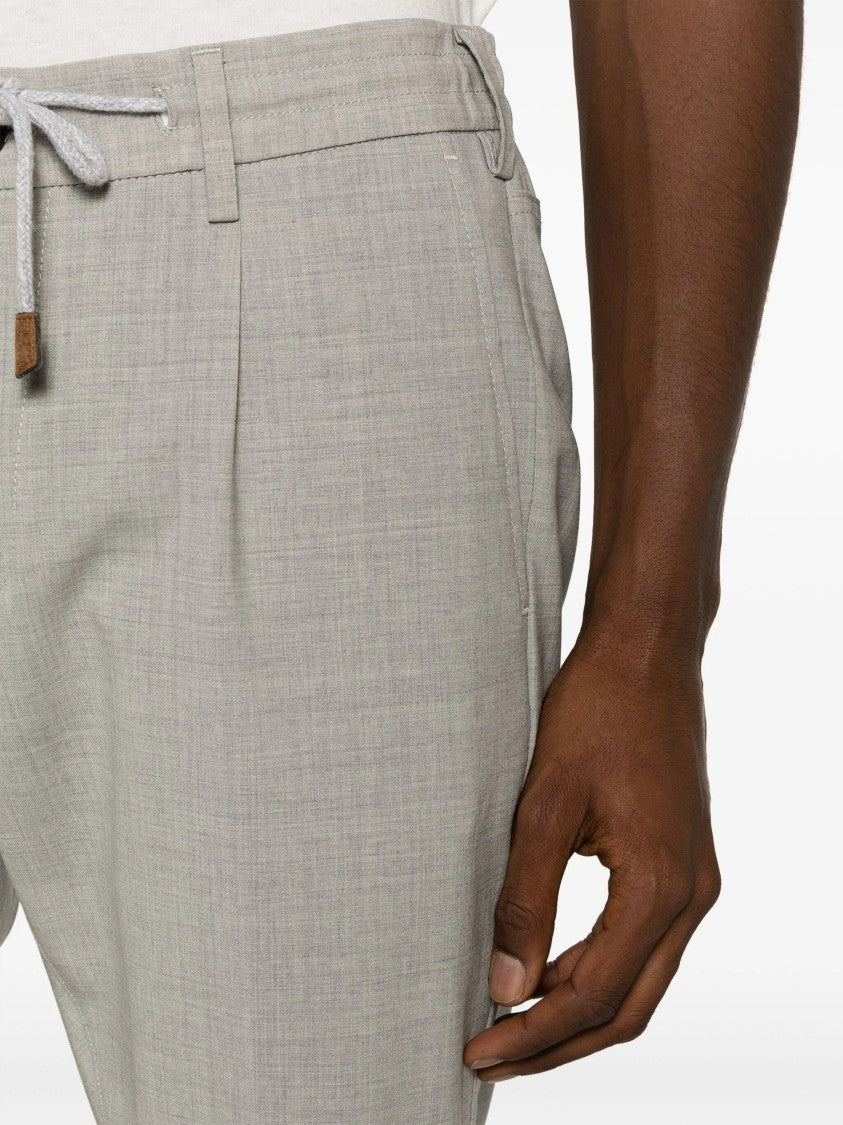 Eleventy Tailored Fit Neutral Textured Pattern Trousers