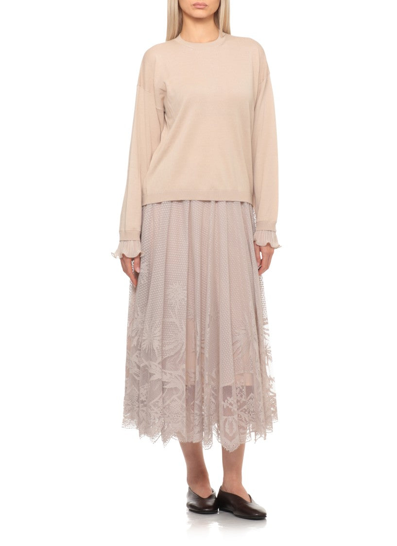 Fabiana Filippi Beige Volant Wool-Blend Sweater