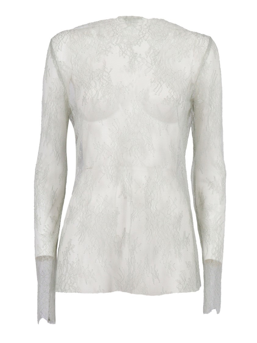 Alberta Ferretti Lace-Detail Long-Sleeved Blouse With Sheer Cuffs